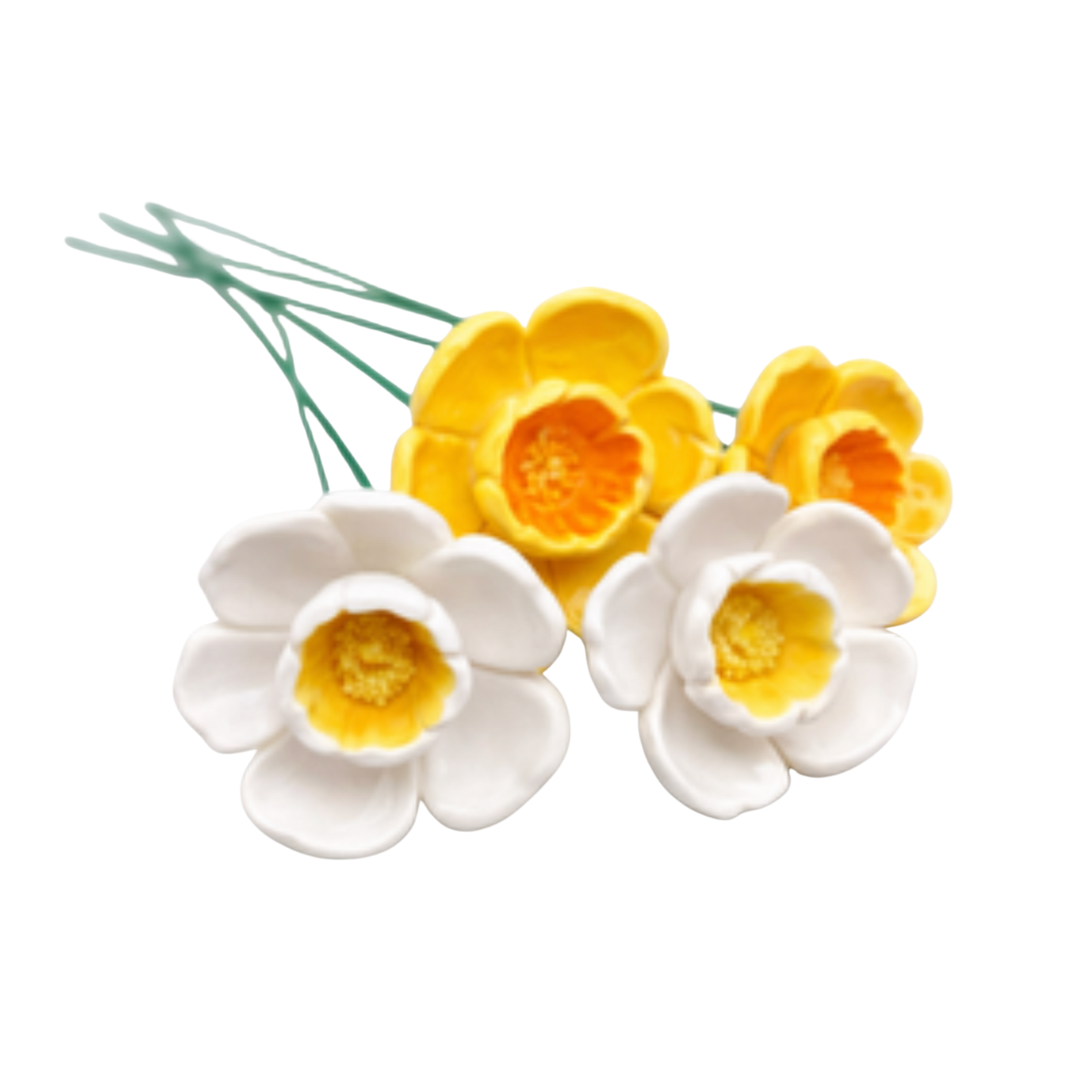 Narcisă din ceramică 4,5 cm – floare decorativă pentru buchete și aranjamente