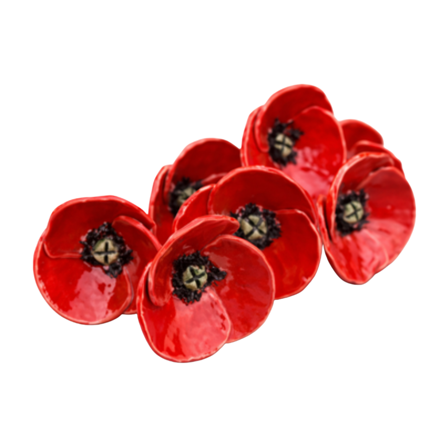 Mac din ceramică roșu 7-8 cm – floare decorativă handmade