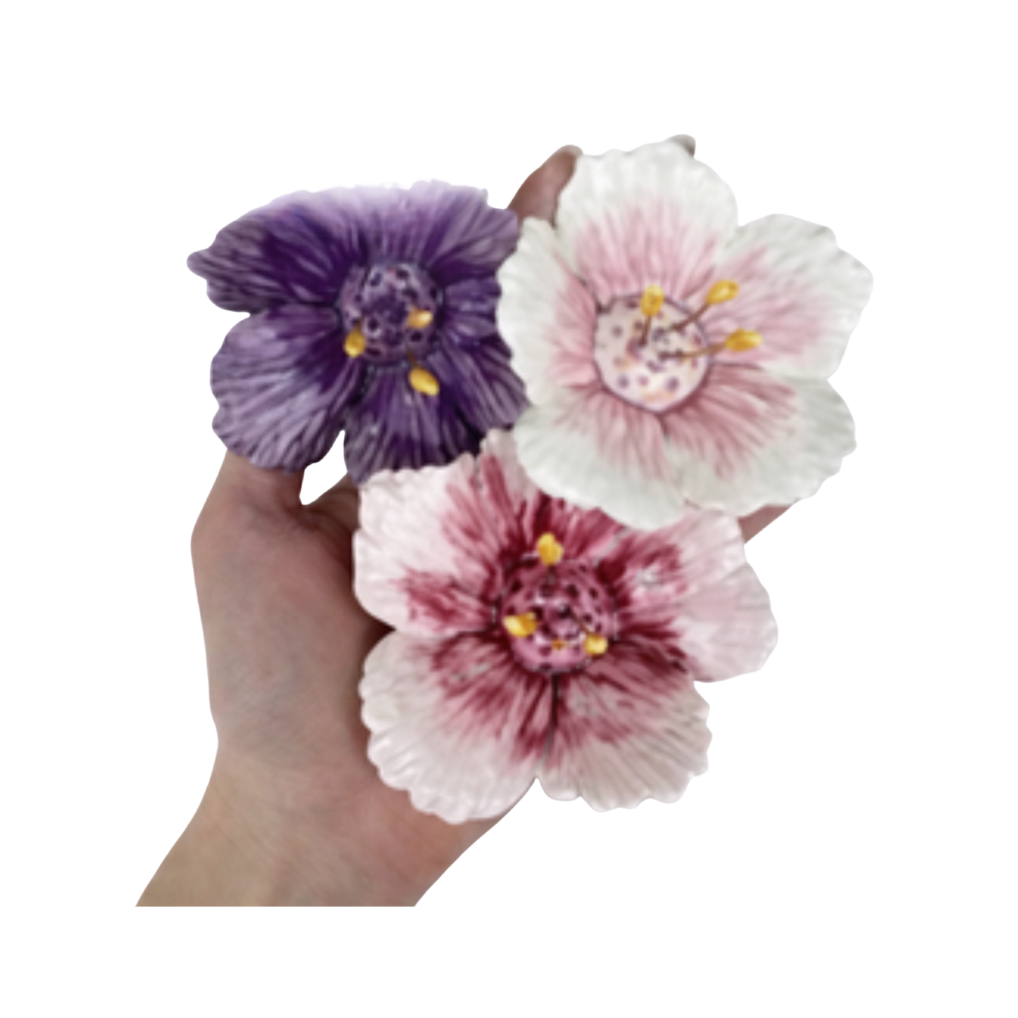 Hibiscus din ceramică cu pistil 7–8 cm – floare decorativă premium