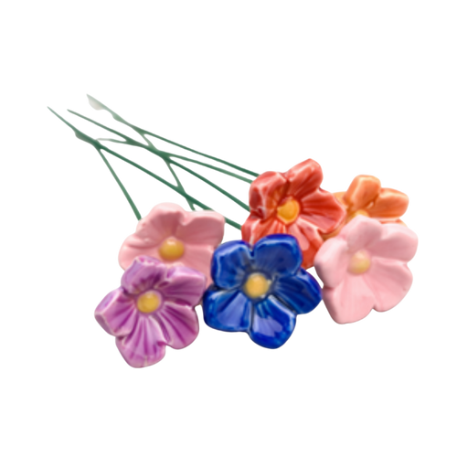 Floare mini din ceramică în formă de pâlnie 2,5 cm – decor floral colorat