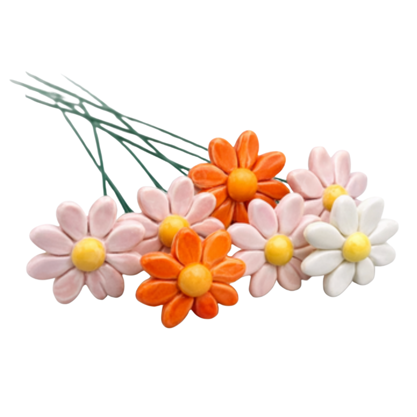 Margaretă rotundă din ceramică 3,5 cm – floare decorativă pentru buchete