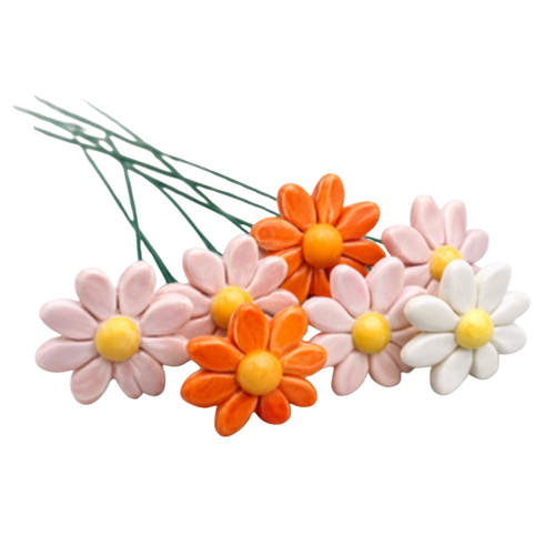 Margaretă rotundă din ceramică 3,5 cm – floare decorativă pentru buchete