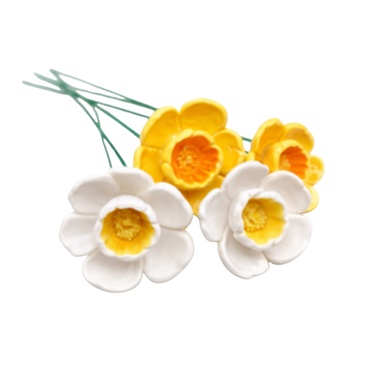 Narcisă din ceramică 4,5 cm – floare decorativă pentru buchete și aranjamente