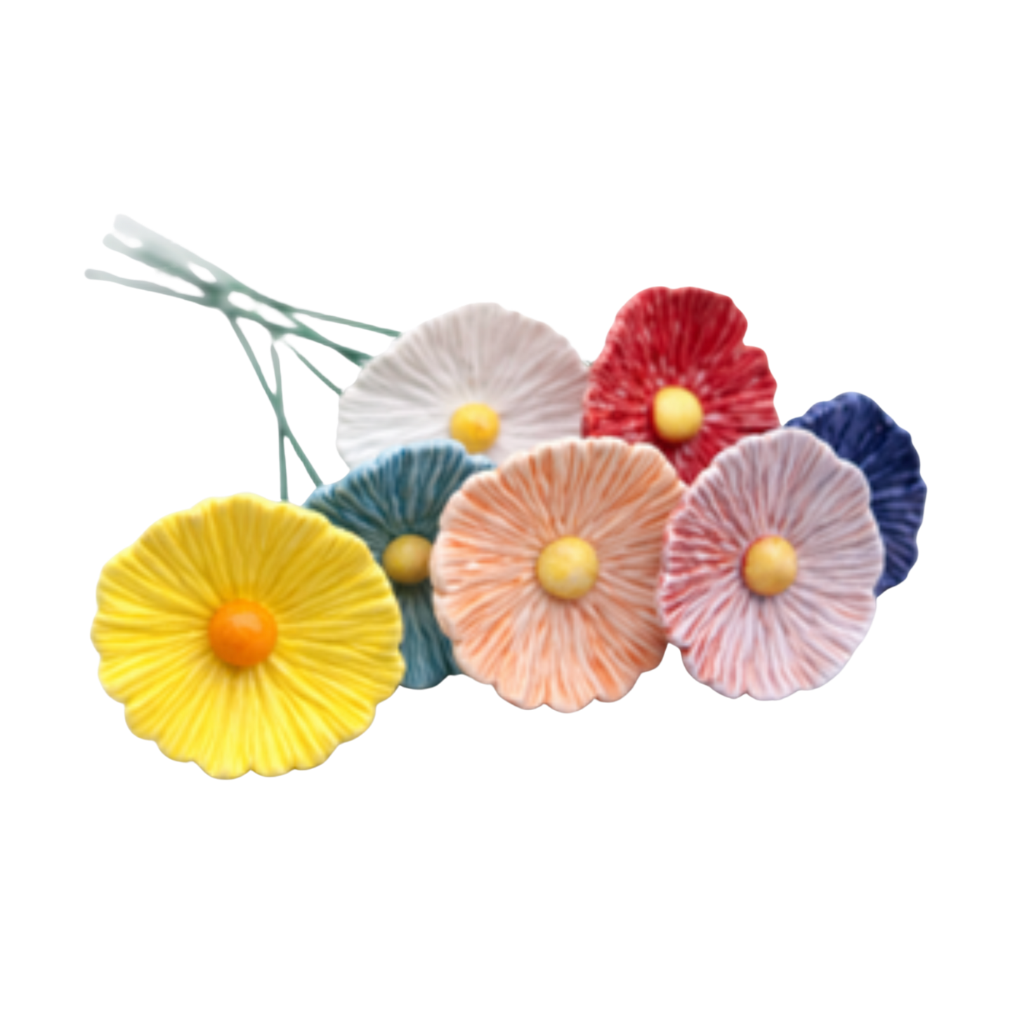 Albăstrea din ceramică 5 cm – floare decorativă colorată pentru buchete