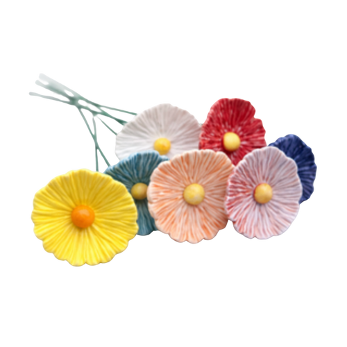 Albăstrea din ceramică 5 cm – floare decorativă colorată pentru buchete