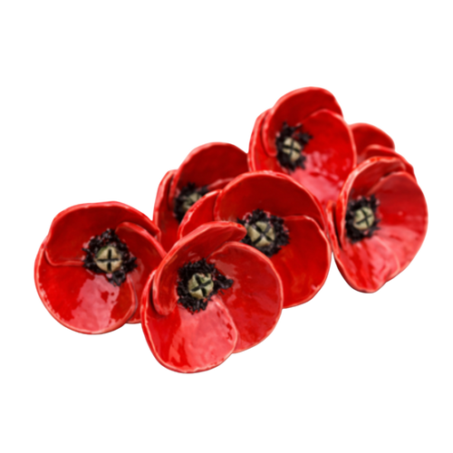 Mac din ceramică roșu 7-8 cm – floare decorativă handmade