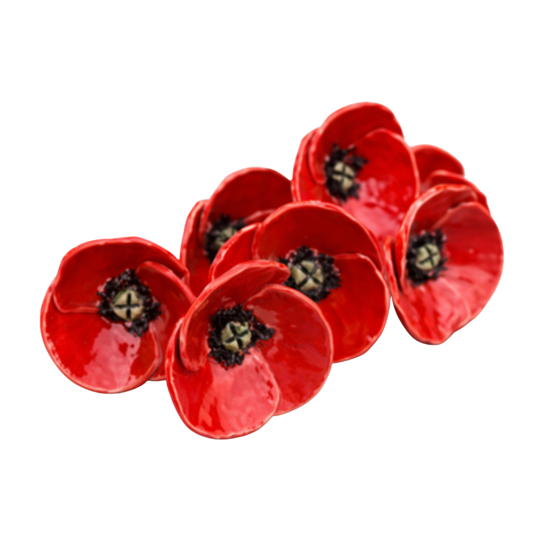 Mac din ceramică roșu 7-8 cm – floare decorativă handmade