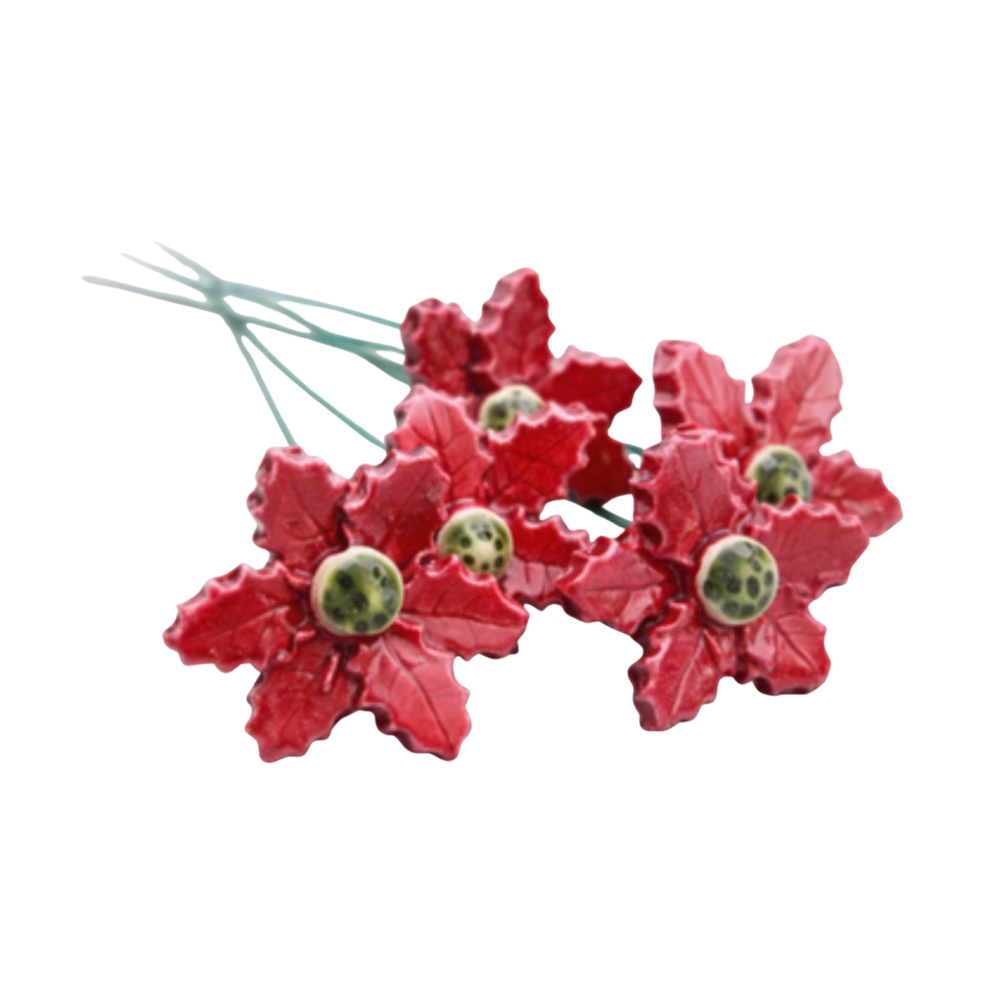 Floarea Crăciunului din ceramică 4 cm – floare decorativă pentru buchete festive
