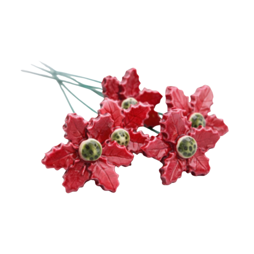 Floarea Crăciunului din ceramică 4 cm – floare decorativă pentru buchete festive