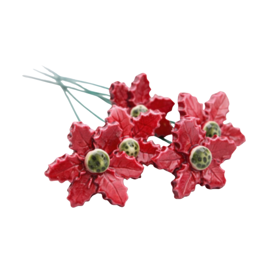 Floarea Crăciunului din ceramică 4 cm – floare decorativă pentru buchete festive