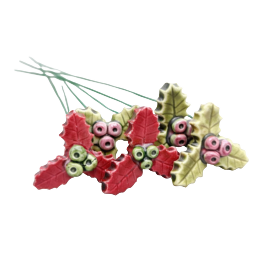 Ilex din ceramică 4 cm – decor festiv pentru buchete și aranjamente