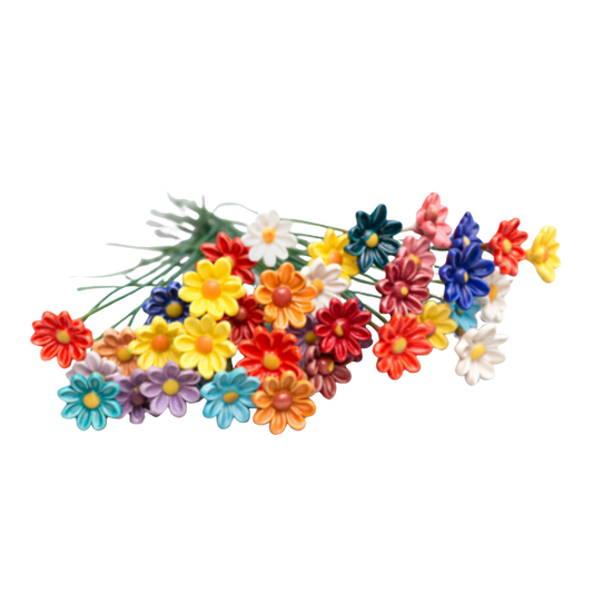 Margaretă de câmp mini din ceramică 2,5 cm – floare decorativă colorată