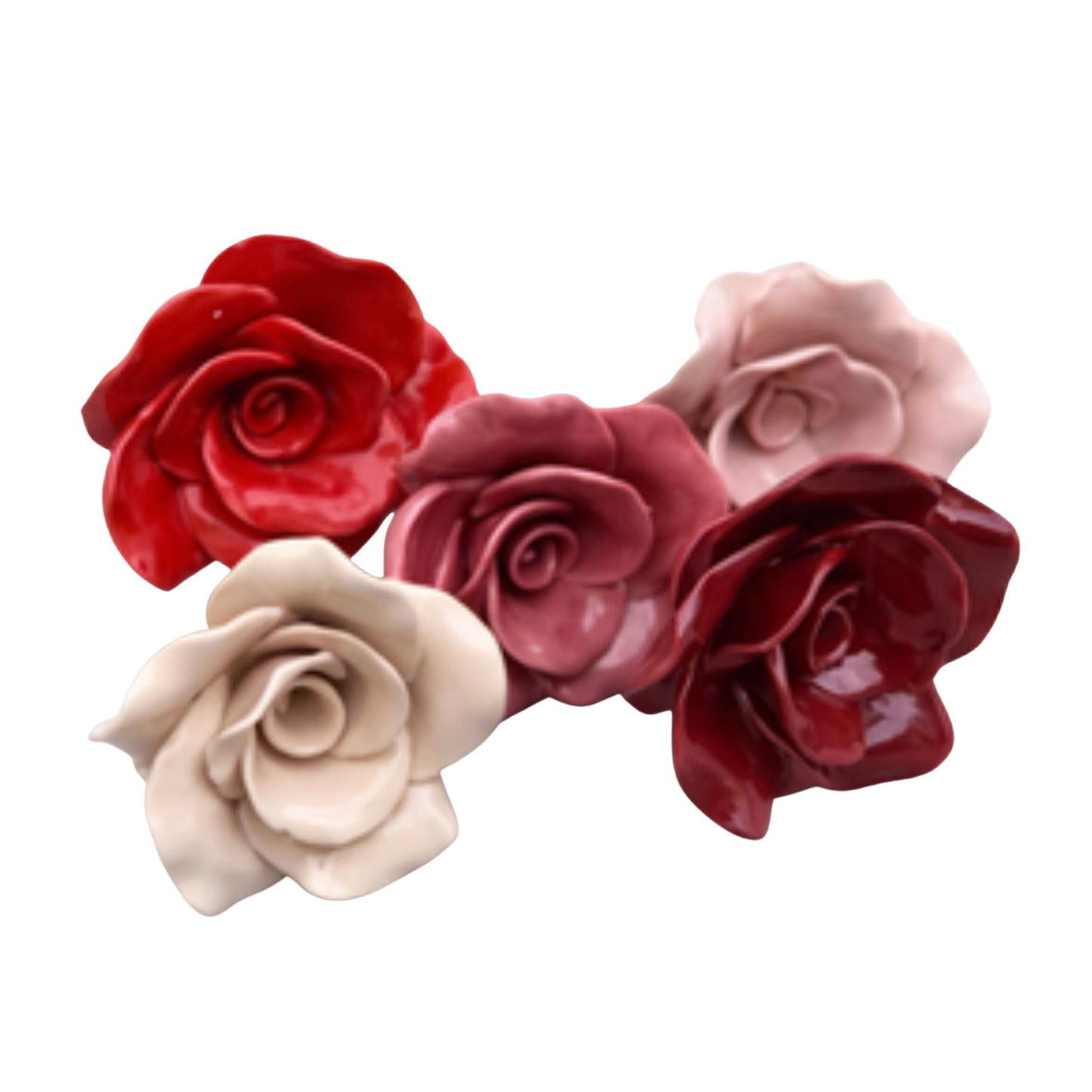 Trandafir din ceramică 7–8 cm – floare decorativă premium pentru buchete