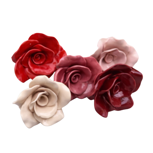 Trandafir din ceramică 7–8 cm – floare decorativă premium pentru buchete