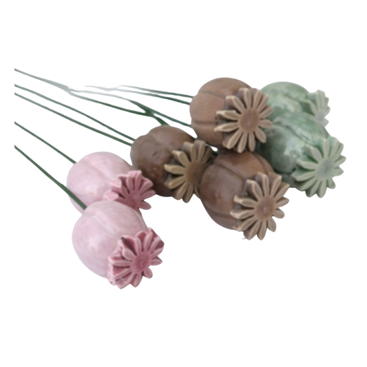 Floare de mac din ceramică (mică 3–4 cm / mare 6 cm) – decor floral elegant