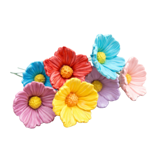 Hibiscus din ceramică 7-8 cm – floare decorativă colorată pentru aranjamente